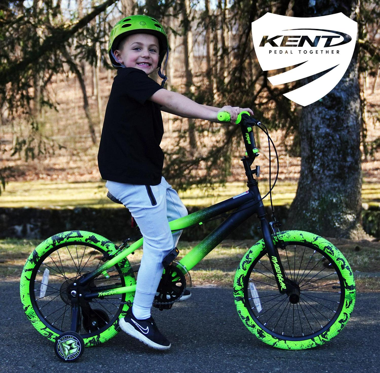 18" Kent Madd Gear BMX Child Bike, Kids Ages 6-12 Years, Black and Green - Image 6