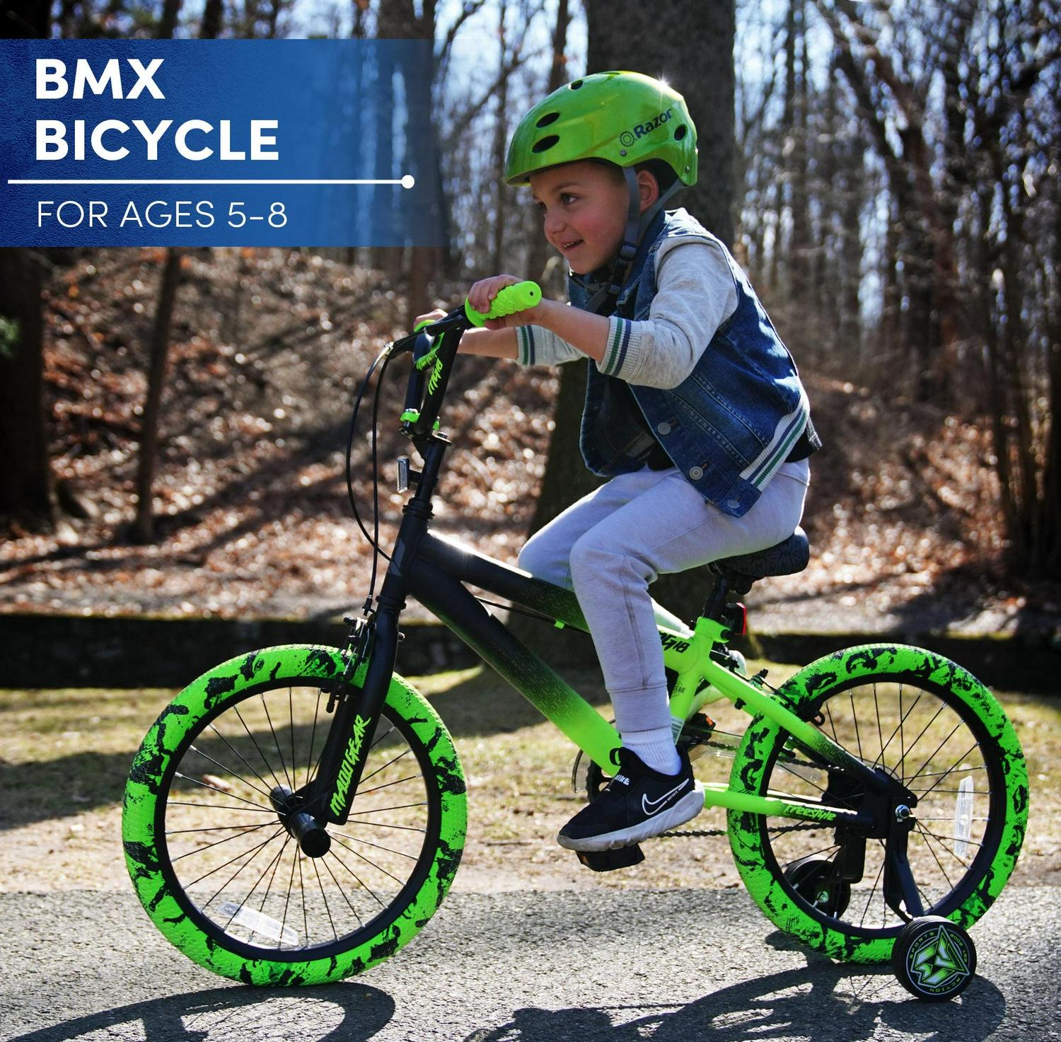 18" Kent Madd Gear BMX Child Bike, Kids Ages 6-12 Years, Black and Green - Image 5