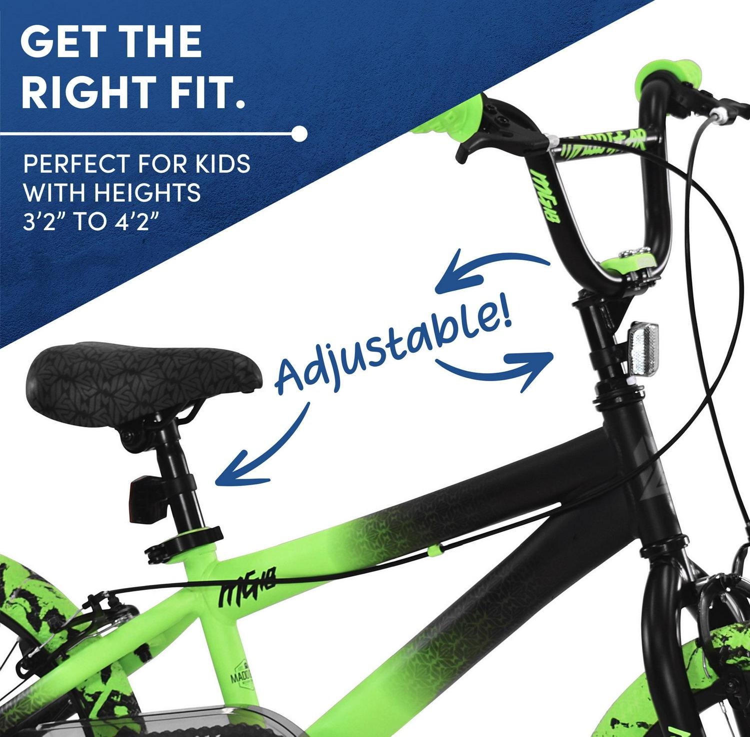 18" Kent Madd Gear BMX Child Bike, Kids Ages 6-12 Years, Black and Green - Image 3