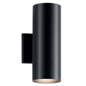 Kichler 12" 2 Light Black Cylinder Outdoor Wall Sconce
