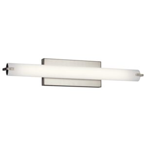 Kichler 25.5" 1 Light Brushed Nickel Integrated LED Vanity Light with White Acrylic Shade