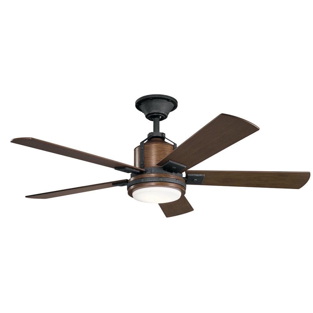 300052DBK Kichler Lighting Colerne - Ceiling Fan with Light Kit - with Transitional inspirations - 17 inches tall by 52 inches wide-Black Finish