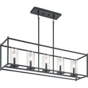 43995BK Kichler Lighting Crosby - 5 Light Linear Chandelier - with Contemporary Inspirations - 25.75 Inches Tall by 41.2 Inches Long-Black Finish