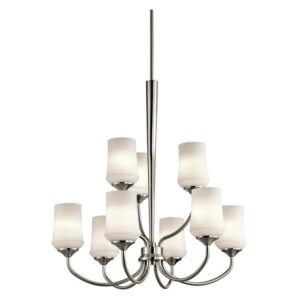 9 Light Large 2-Tier Chandelier With Transitional Inspirations 31.25 Inches Tall By 28.75 Inches Wide-Brushed Nickel Finish-Led Lamping Type Kichler