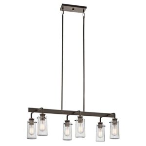 43059OZ-Kichler Lighting-Braelyn - 6 Light Linear Chandelier - with Vintage Industrial inspirations - 11.5 inches tall by 15 inches wide-Olde Bronze