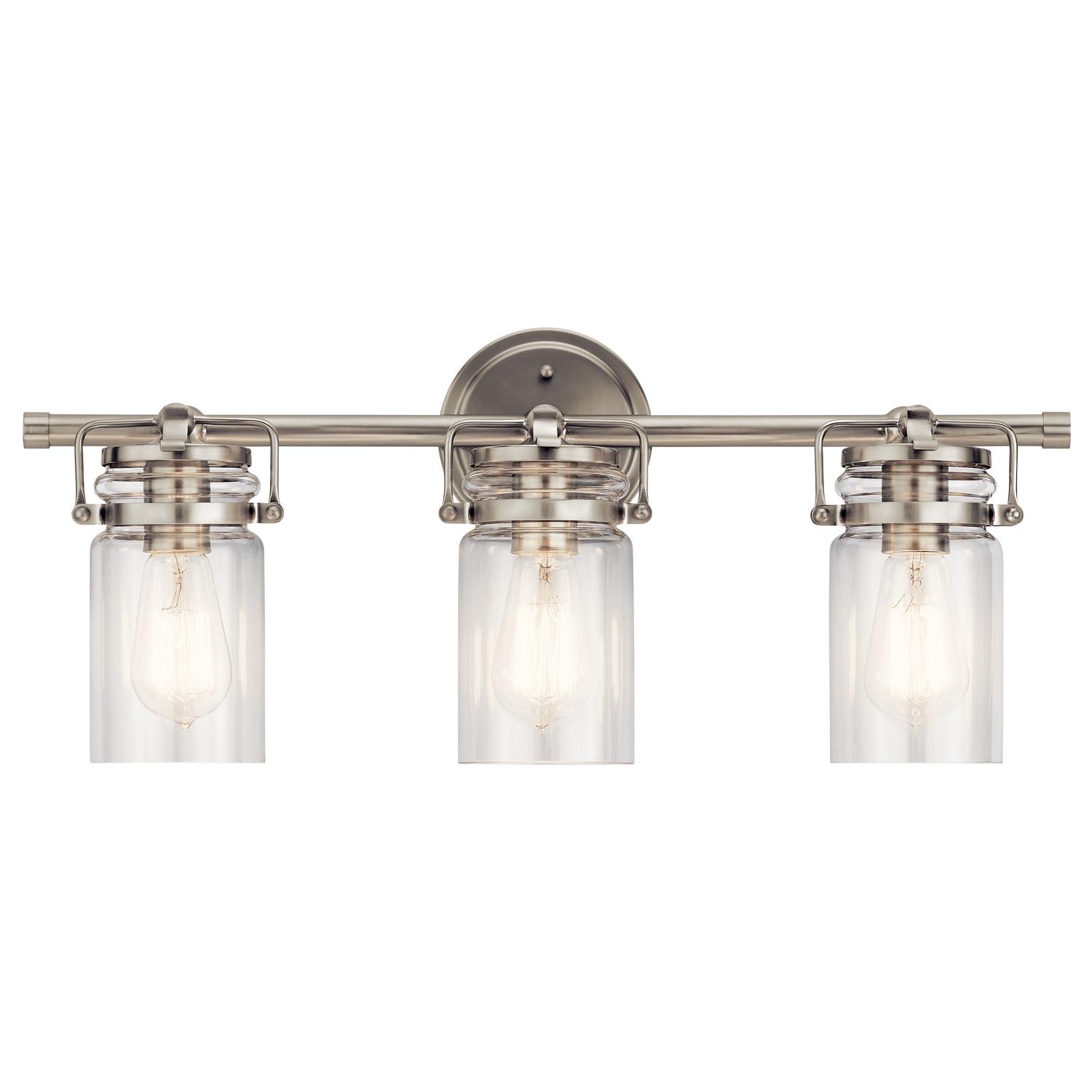 Kichler Brinley 24" 3 Light Brushed Nickel Vanity Light with Clear Glass Shades