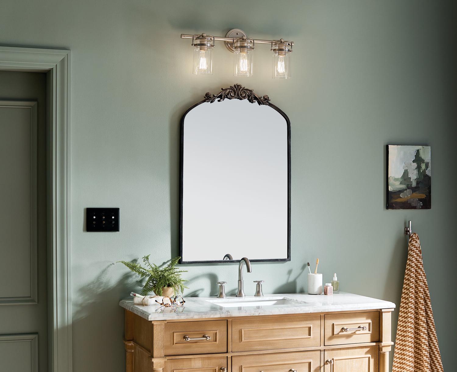 Kichler Brinley 24" 3 Light Brushed Nickel Vanity Light with Clear Glass Shades - Image 4