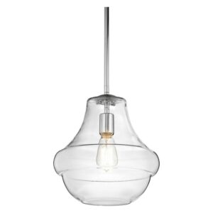 42044CH Kichler Lighting Everly - 1 light Pendant - with Transitional inspirations - 10.25 inches tall by 12 inches wide-Chrome Finish-Clear Glass