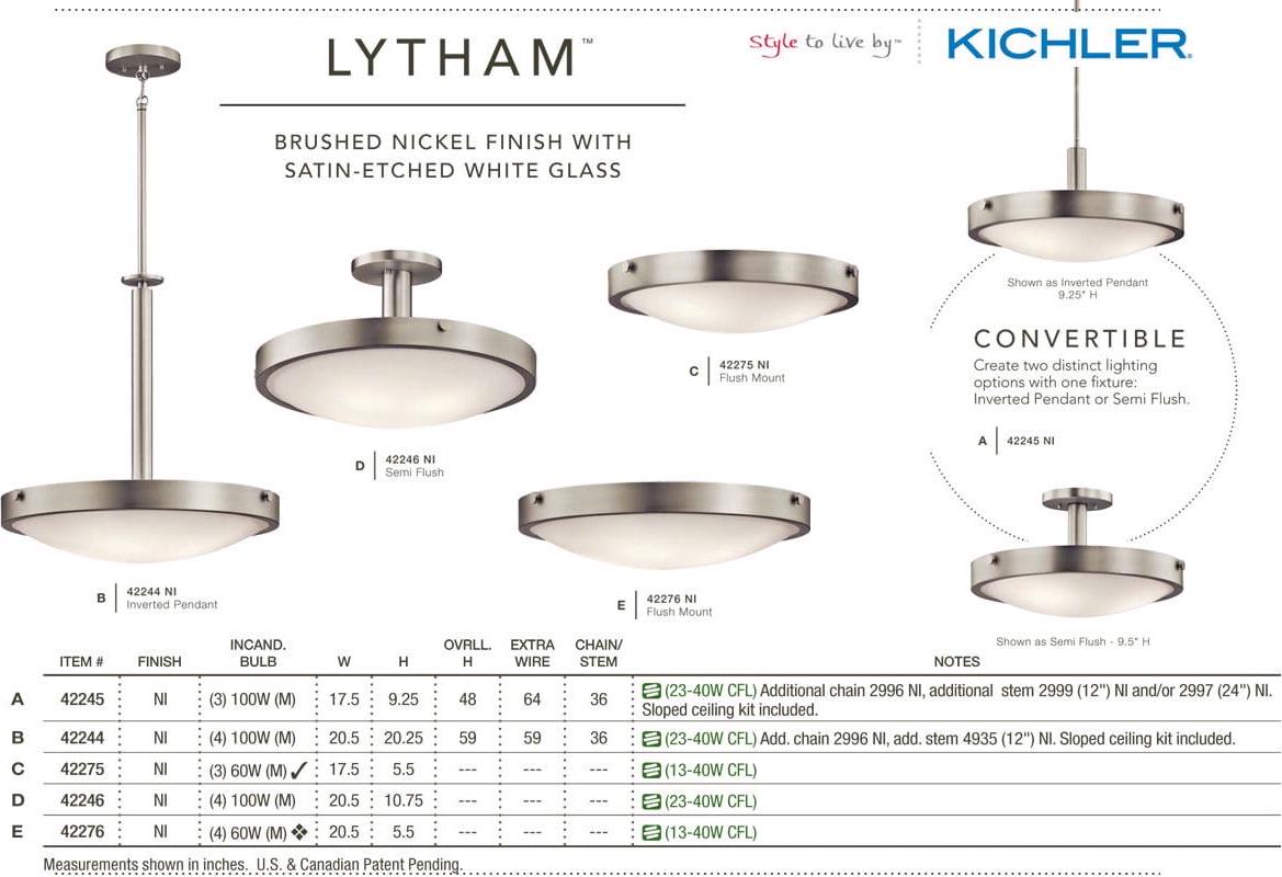 42246BK-Kichler Lighting-Lytham - 4 Light Semi-Flush Mount In Soft Contemporary Style-10.75 Inches Tall and 20.5 Inches Wide - Image 3