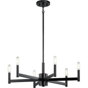 43859BK-Kichler Lighting-Erzo - 6 light Medium Chandelier - with Soft Contemporary Inspirations - 9.25 inches tall by 26 inches wide-Black Finish