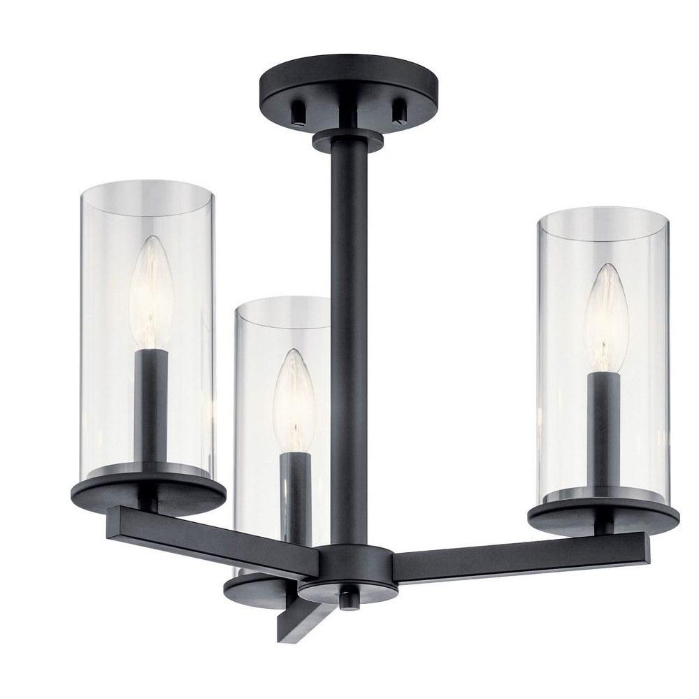 43997BK-Kichler Lighting-Crosby - 3 light Convertible Chandelier - with Contemporary inspirations - 13.75 inches tall by 18 inches wide-Black Finish - Image 5