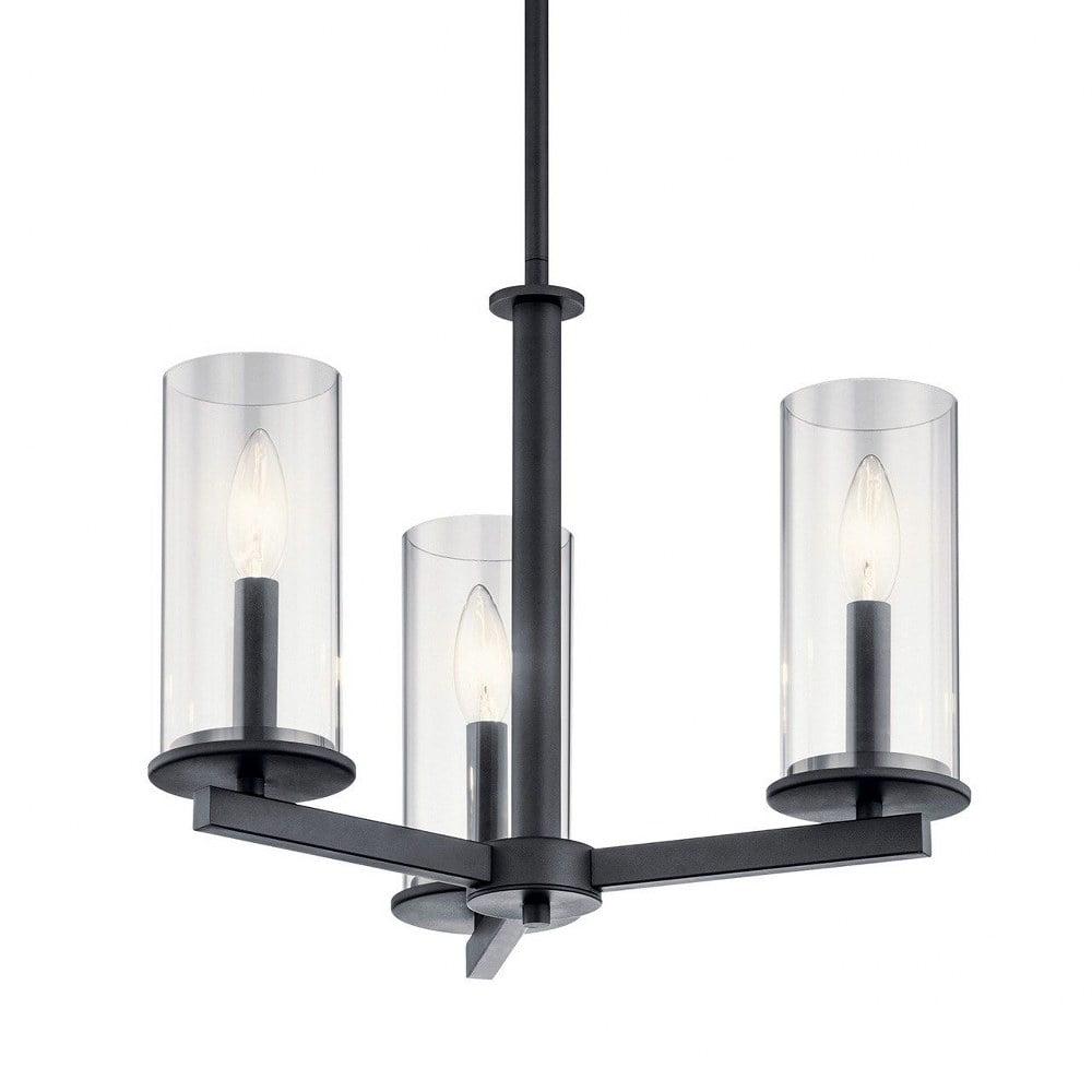 43997BK-Kichler Lighting-Crosby - 3 light Convertible Chandelier - with Contemporary inspirations - 13.75 inches tall by 18 inches wide-Black Finish - Image 6