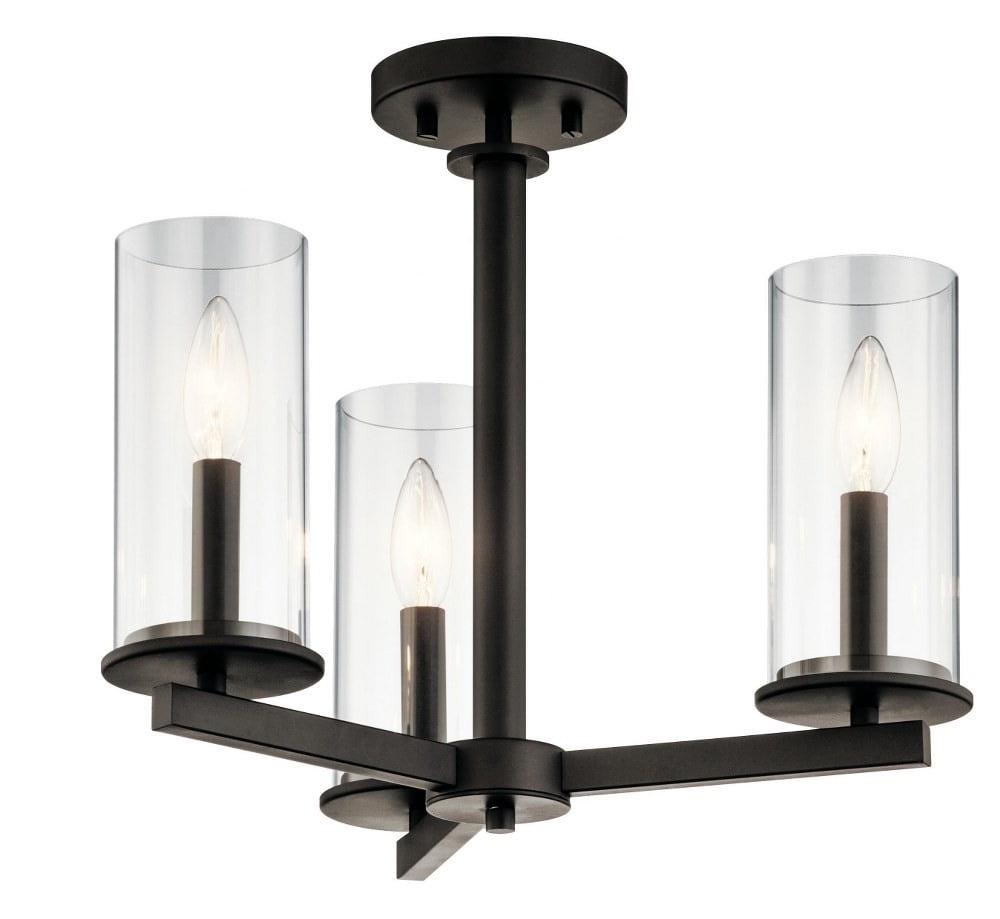 43997BK-Kichler Lighting-Crosby - 3 light Convertible Chandelier - with Contemporary inspirations - 13.75 inches tall by 18 inches wide-Black Finish - Image 3