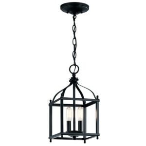 42565BK Kichler Lighting Larkin - 2 light Cage Foyer - with Traditional inspirations - 14.75 inches tall by 8 inches wide-Black Finish -Traditional