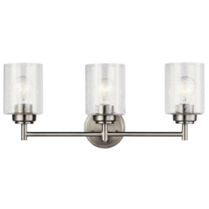 Kichler Winslow 21.5" 3 Light Brushed Nickel Vanity Light with Clear Seeded Glass Shades