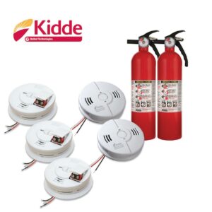 Kidde Hardwired Home Safety Kit: 3 Smoke Detectors, 2 Carbon Monoxide Detectors, 2 Fire Extinguishers