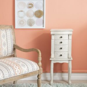 Kindley Jewelry Armoire, Off-White with Black Felt Lining