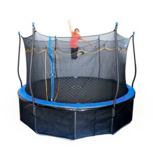 Kinertial 14ft Trampoline with Dual Enclosure Net, Heavy Duty Jumping Mat and Foam Padded Springs, ASTM Approved, Outdoor Above Ground Trampoline