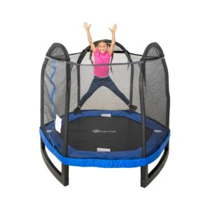Kinertial 7 ft Hexagonal Kids Trampoline with Safety Enclosure Net (Ages 3 - 10)