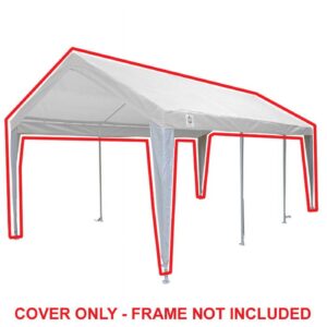 King Canopy 10' x 20' Polyethylene 180gsm Fitted White with White Leg Skirts Carport Canopy Cover