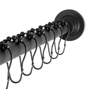 Kingston Brass SCC3110 Edenscape 60-Inch to 72-Inch Adjustable Shower Curtain Rod with Rings in Matte Black