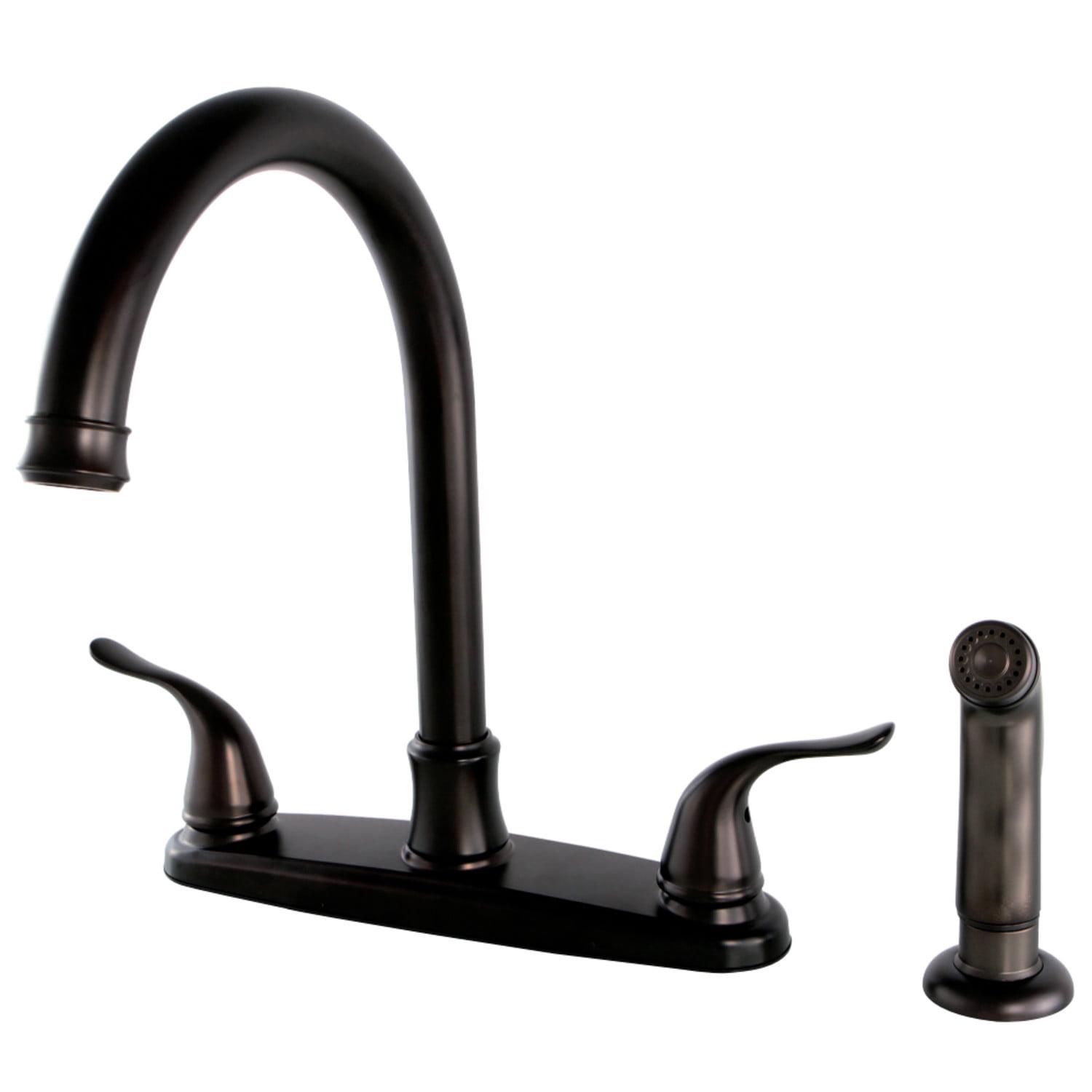 Kingston FB7795YLSP Yosemite Two-Handle 4-Hole 8" Centerset Kitchen Faucet with Side Sprayer in Oil Rubbed Bronze