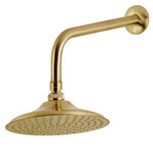 Kingston Brass K136A7CK Victorian 7-3/4 Inch Round Raindrop Brass Shower Head with 12-Inch Shower Arm in Brushed Brass