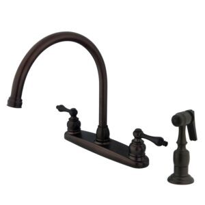 Kingston KB725ALBS Vintage Two-Handle 4-Hole 8" Centerset Kitchen Faucet with Brass Sprayer in Oil Rubbed Bronze
