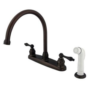 Kingston KB725AL Vintage Two-Handle 4-Hole 8" Centerset Kitchen Faucet with Side Sprayer in Oil Rubbed Bronze