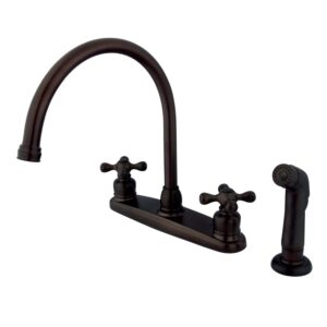 Kingston KB725AXSP Vintage Two-Handle 4-Hole 8" Centerset Kitchen Faucet with Side Sprayer in Oil Rubbed Bronze