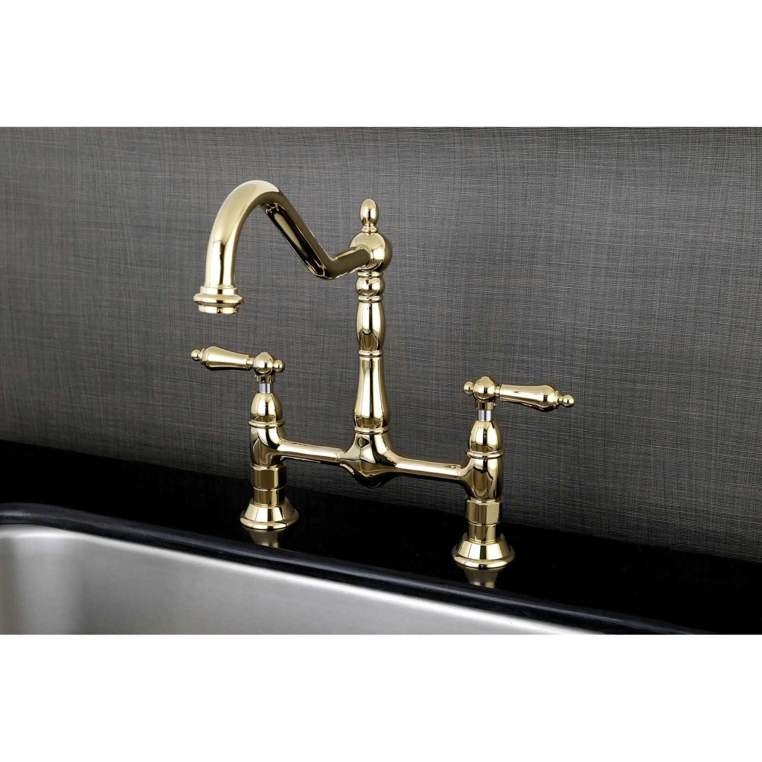 Kingston Brass KS1172AL Heritage Bridge Kitchen Faucet, Polished Brass - Image 2