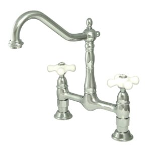 Kingston Brass KS1171PX Heritage Bridge Kitchen Faucet, Polished Chrome