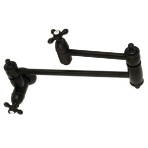 Kingston Brass KS3100AX Restoration Wall Mount Pot Filler Kitchen Faucet, Matte Black