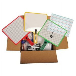 Kleenslate 2-Sided Dry-Erase Paddle, Assorted Colors, for Use with Sleeve and Changeable Template, Markers, Pack of 12