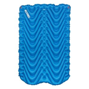 Klymit Double V Sleeping Pad, Extra Wide 2-Person 3-Season Camping Air Matress with Pump Sack, Blue