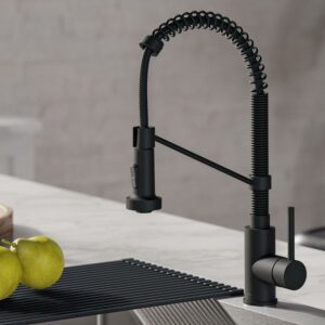 Kraus Bolden™ Single Handle 18-Inch Commercial Kitchen Faucet with Soap Dispenser in Matte Black Finish