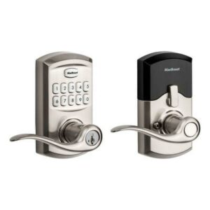 Kwikset SmartCode 917 Tustin Electronic Lever Doorknob with Smartkey Satin Nickel