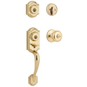 Kwikset 95530-017 Polished Brass Montara Two-Point Locking Single Cylinder Handleset With Juno Knob