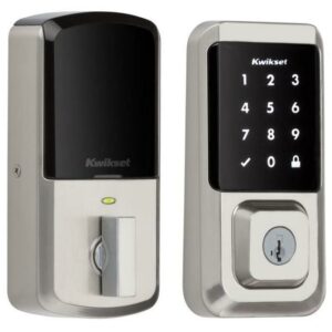 Kwikset Halo Touchscreen Wi-Fi Smart Deadbolt Hardware Lock with Smartkey Satin Nickel