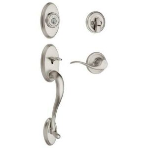 Kwikset Shelburne Sgl Cyl Handleset with Tustin Door Lever in SN