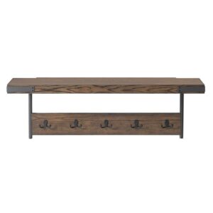 Kyra 42" Oak and Metal Coat Hook with Shelf