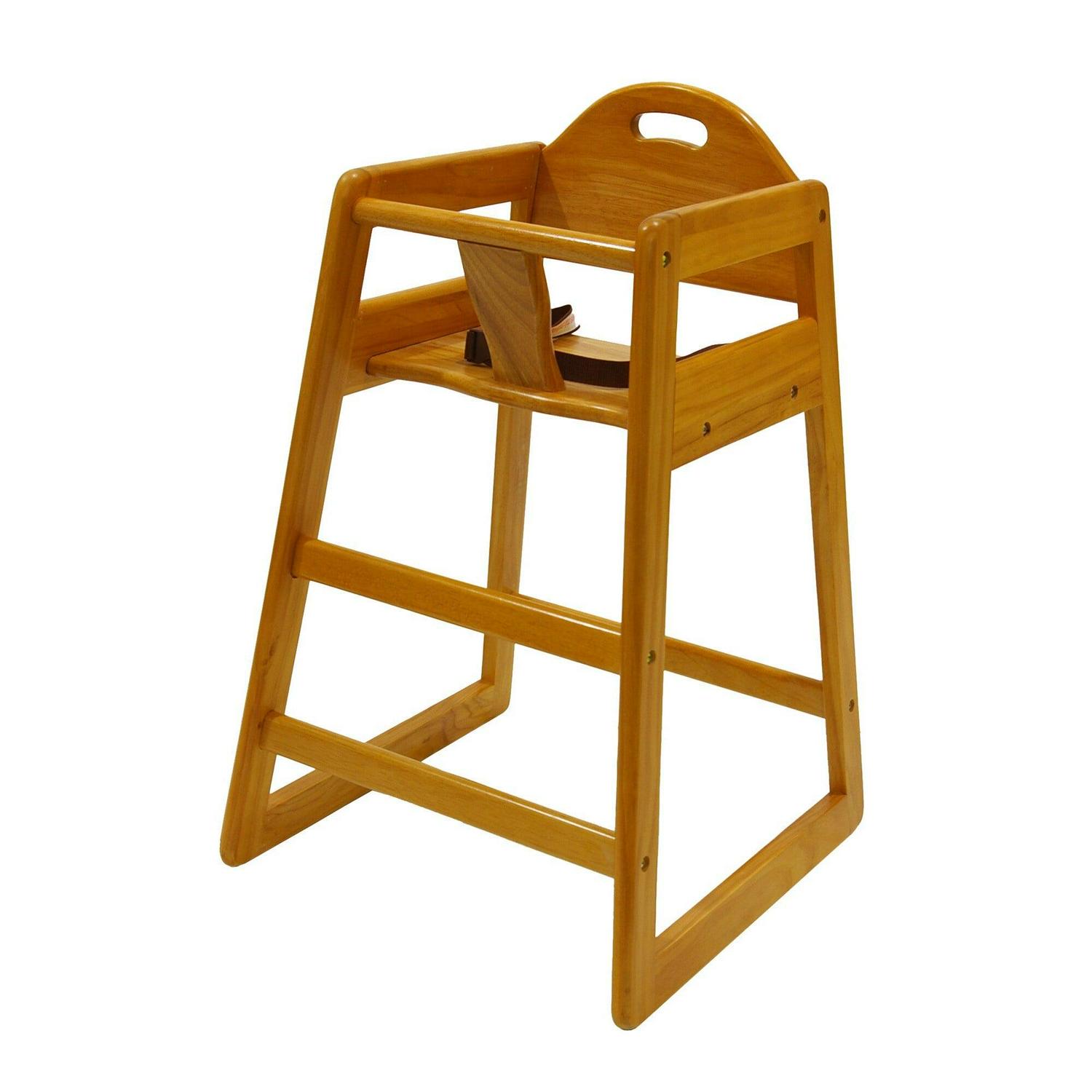 LA Baby Commercial Grade Stack-Able Solid Wood High Chair for Restaurant & Home Use - Natural - Image 3
