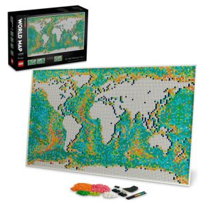 LEGO Art World Map 31203 Building Set - Collectibe Wall Art for Adults, Featuring Accompanying Soundtrack, Great Home Office Decor for Passionate Travelers, DIY Creators, and Map Enthusiasts