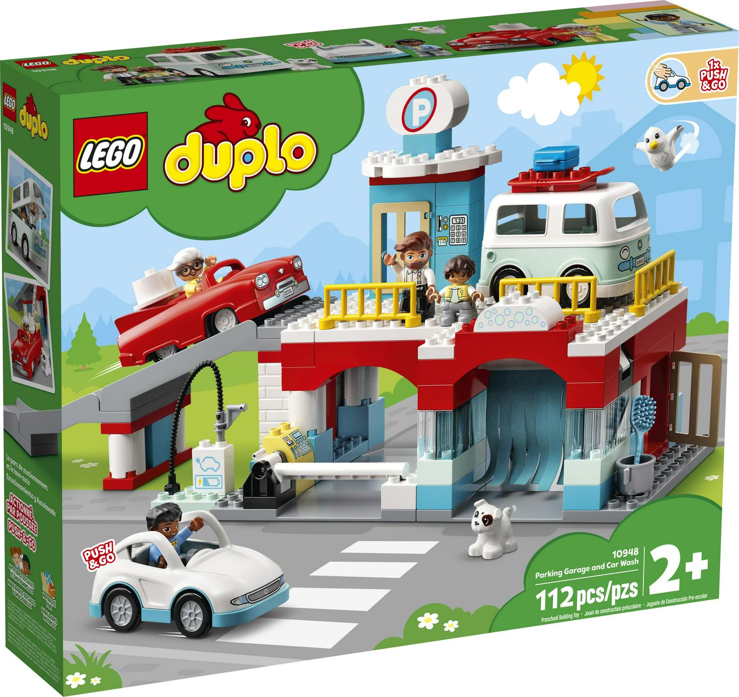 LEGO DUPLO Parking Garage and Car Wash 10948 a Kids’ Building Toy for 2 year old Boys and Girls and up, Featuring a Car Wash, Gas Station and Car Park; New 2021 (112 Pieces) - Image 2