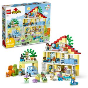 LEGO DUPLO Town 3in1 Family House 10994 Educational STEM Building Toy Set for Toddlers Ages 3+, Car Toy and 3 Floor House Lets the Whole Family Build, Play and Learn