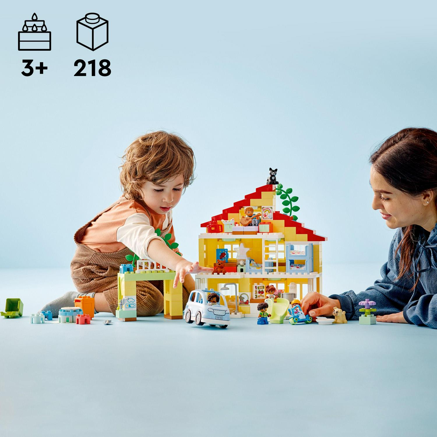LEGO DUPLO Town 3in1 Family House 10994 Educational STEM Building Toy Set for Toddlers Ages 3+, Car Toy and 3 Floor House Lets the Whole Family Build, Play and Learn - Image 4