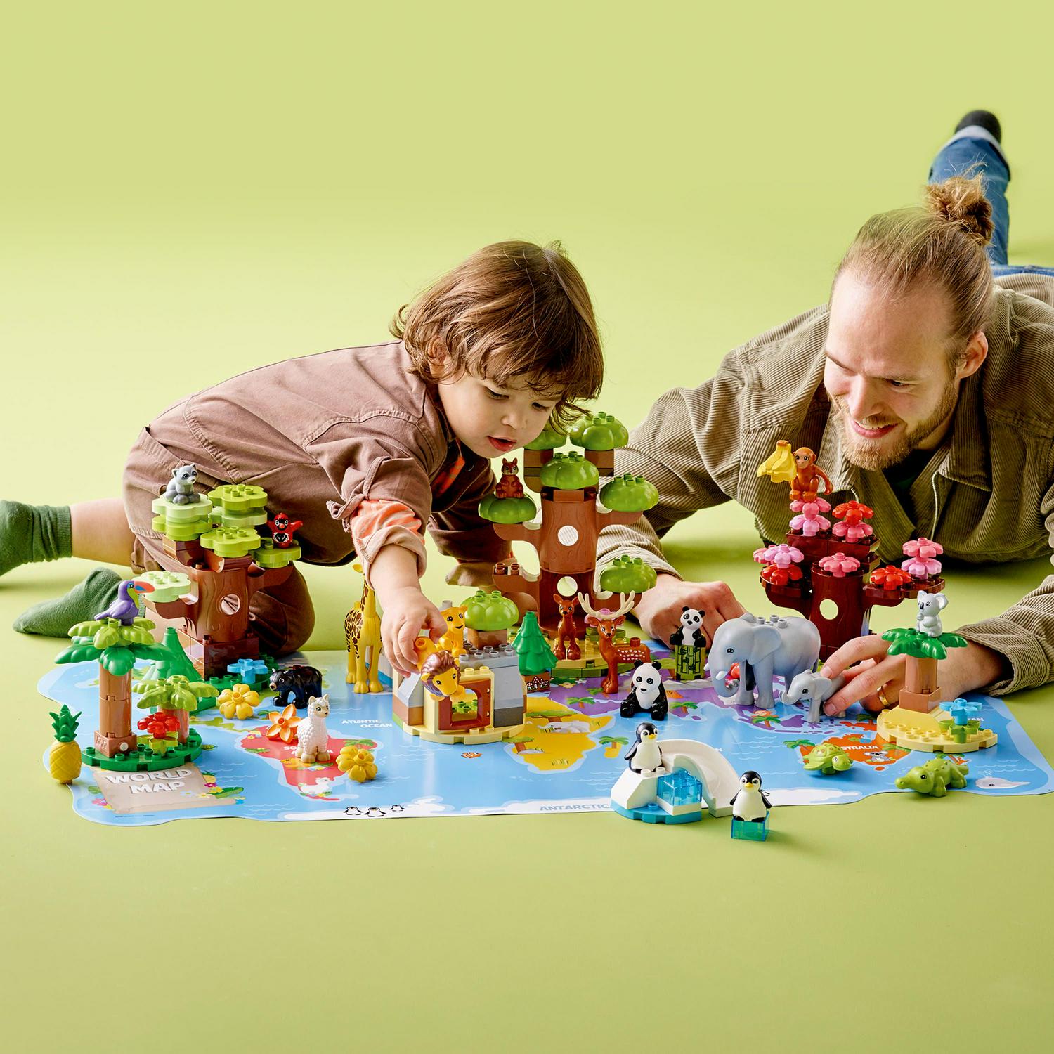 LEGO DUPLO Wild Animals of The World Toy 10975, with 22 Animal Figures, Sounds and World Map Playmat, Educational Animal Building Kit, Learning Toy, Gift for Toddlers, Girls, Boys 2-5 Year Old - Image 3