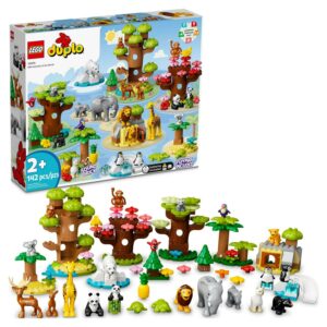 LEGO DUPLO Wild Animals of The World Toy 10975, with 22 Animal Figures, Sounds and World Map Playmat, Educational Animal Building Kit, Learning Toy, Gift for Toddlers, Girls, Boys 2-5 Year Old