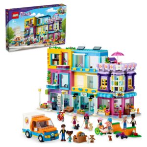 LEGO Friends Main Street Building, Heartlake City Café & Hair Salon 41704, Mini Dolls House with Toy Shops, Modular Building Set, Pretend Play Hair Salon Gift for 8 Plus Year Old Kids, Girls and Boys