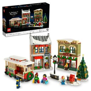 LEGO Holiday Main Street Building Set 10308, for Adults and Family, Christmas Village Building Kit, Holiday Display Set with Shops, Streetcar and 6 Minifigures, Christmas Decoration to Build Together